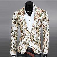 mens long sleeve regular blazer cotton blend print