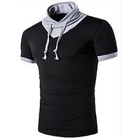 Men\'s Print Casual / Sport T-Shirt, Cotton Short Sleeve-Blue / Gray