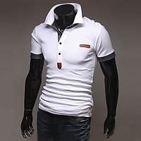 mens short sleeve polo cotton casual sport patchwork