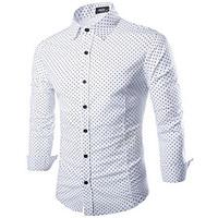 mens going out simple fall shirt polka dot shirt collar long sleeve wh ...