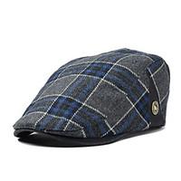 men england vintage casual tweed plaid wool beret casquette hat