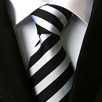 Men Wedding Cocktail Necktie At Work Black White Colors Tie