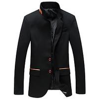 Men\'s Fashion Mandarin Collar Casual Two Button Slim Fit Blazer, Polyester/Plus Size/Casual