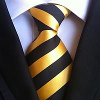 Men Wedding Cocktail Necktie At Work Black Yellow Tie