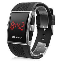 mens watch red led calendar silicone strap sport watch wrist watch coo ...