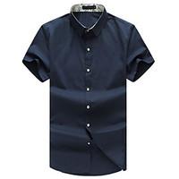 Men\'s Plus Size 7XL Solid Business Slim Fit Casual Short Sleeve Shirt, Cotton / Casual / Plus Sizes