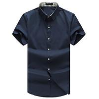 mens plus size 7xl solid business slim fit casual short sleeve shirt c ...