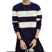 Men\'s Color Block Casual / Sport Hoodie Sweatshirt, Cotton Long Sleeve Black / Blue / White