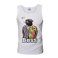 Men\'s Casual/Daily Beach Sports Boho Active Punk Gothic Spring Summer Tank Top, Print V Neck Sleeveless White Cotton Thin