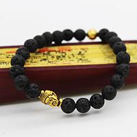 men fashion bracelet pulseras mujer black lava stone buddha beads brac ...