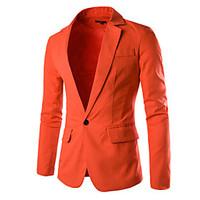 Men\'s Solid Work Blazer, Cotton Long Sleeve Black / Blue / Orange / Pink / Red / White