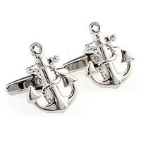 Men\'s Fashion Anchor Style Silver Alloy French Shirt Cufflinks (1-Pair)