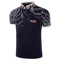 mens short sleeve polo cotton casual formal print