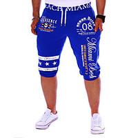 Men\'s Print Sport Shorts, Cotton Black / Blue / White / Gray