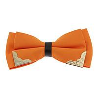 Men Pre-tied Golden-Metal-Edged Double Layer Bow Ties