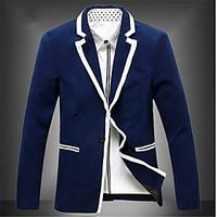 Men\'s Solid Casual Blazer, Linen Long Sleeve Black / Blue / White