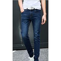 Men\'s Solid Casual JeansCotton Blue