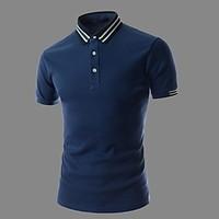 mens short sleeve polo cotton casual striped