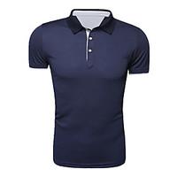 mens casual active all seasons polo solid stand short sleeve cotton po ...