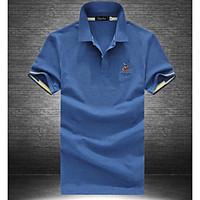 mens officecareer simple polo solid shirt collar short sleeve cotton p ...