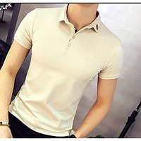 mens officecareer street chic polo solid shirt collar short sleeve cot ...