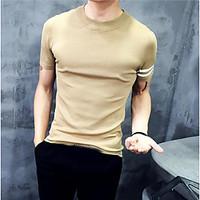 Men\'s Casual/Daily Simple T-shirt, Solid Round Neck Short Sleeve Cotton Thin