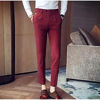 mens high waist micro elastic suit pants simple slim solid