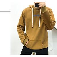 mens daily hoodie solid letter hooded inelastic cotton long sleeve spr ...