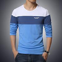 mens casual solid color stitching t shirt