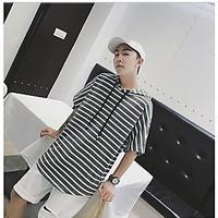 Men\'s Casual/Daily Hoodie Striped Hooded strenchy Cotton Short Pant Spring