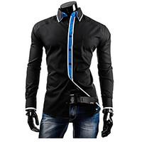 Men\'s Casual/Daily Simple Shirt, Solid Shirt Collar Short Sleeve Blue Red White Black Cotton