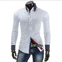 Men\'s Casual/Daily Simple Shirt, Solid Shirt Collar Short Sleeve Blue Red White Black Cotton