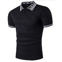 Men\'s Casual/Daily Simple Shirt, Solid Shirt Collar Short Sleeve Blue Red White Black Cotton