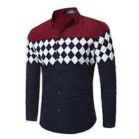 Men\'s Casual / Going out / Casual/Daily Simple / Street chic Winter / Autumn Shirt, Solid / Patchwork Classic Collar Long SleeveBlue /