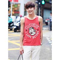 mens casualdaily simple tank top solid print round neck sleeveless cot ...