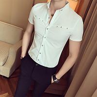 mens casualdaily simple summer shirt solid shirt collar short sleeve r ...