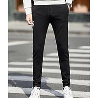 mens high rise micro elastic chinos pants simple slim solid