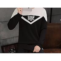 mens casualdaily sweatshirt solid round neck strenchy cotton long slee ...