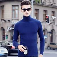Men\'s Casual/Daily Work Formal Plus Size Regular Cardigan, Solid Long Sleeve Wool Winter