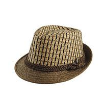 Men Vintage Casual England Plaid Jazz Hat Travel Straw