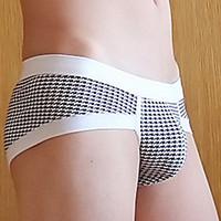 Men Plaid Ultra Sexy Panties Briefs Underwear, Modal