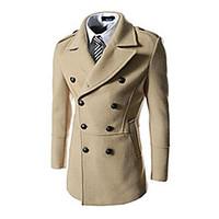 Men\'s Lapel Collar Double-Breasted Trench Coat