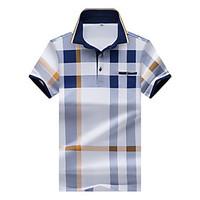 Men\'s Plus Size Casual/Daily Beach Simple Street chic Active Spring Summer Polo, Solid Striped Color Block Shirt Collar Short SleeveCotton