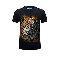 Men\'s Going out Casual/Daily Simple Street chic T-shirt, Print Round Neck Short Sleeve Rayon