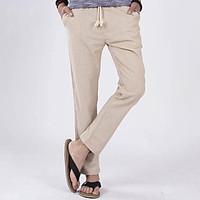 mens mid rise inelastic chinos pants simple loose solid