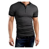 Men\'s Casual/Daily Simple T-shirt, Solid Round Neck Short Sleeve Cotton