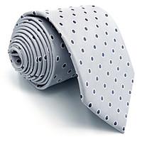 Men\'s Tie Gray Dots 100% Silk Necktie Jacquard Woven Fashion Wedding For Men