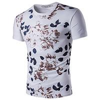 Men\'s Plus Size Casual/Daily Simple Active Summer T-shirt, Print Round Neck Short Sleeve Cotton Rayon Thin