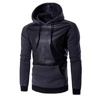 Men\'s Casual/Daily Sports Active Simple Hoodie Color Block Shirt Collar Micro-elastic Cotton Long Sleeve Spring Fall