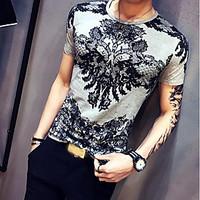 mens casualdaily simple t shirt print round neck short sleeve cotton